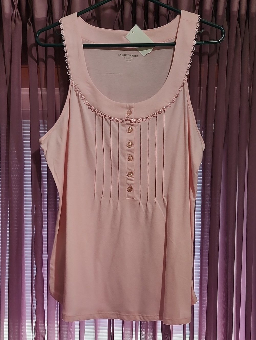 Pink K Sleeveless Baby Doll Tank Top L
